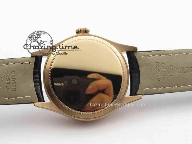 Black RG A3165 Dial Leather Date On Stick Best Edition Strap VF Cellini Markers Black 0708